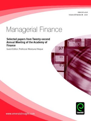 cover image of Managerial Finance, Volume 35, Issue 8